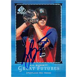 421080 A.J. Burnett Autographed Baseball Card Florida Marlins Portland Seadogs FT 1999 Upper Deck SP No.F17 Futures