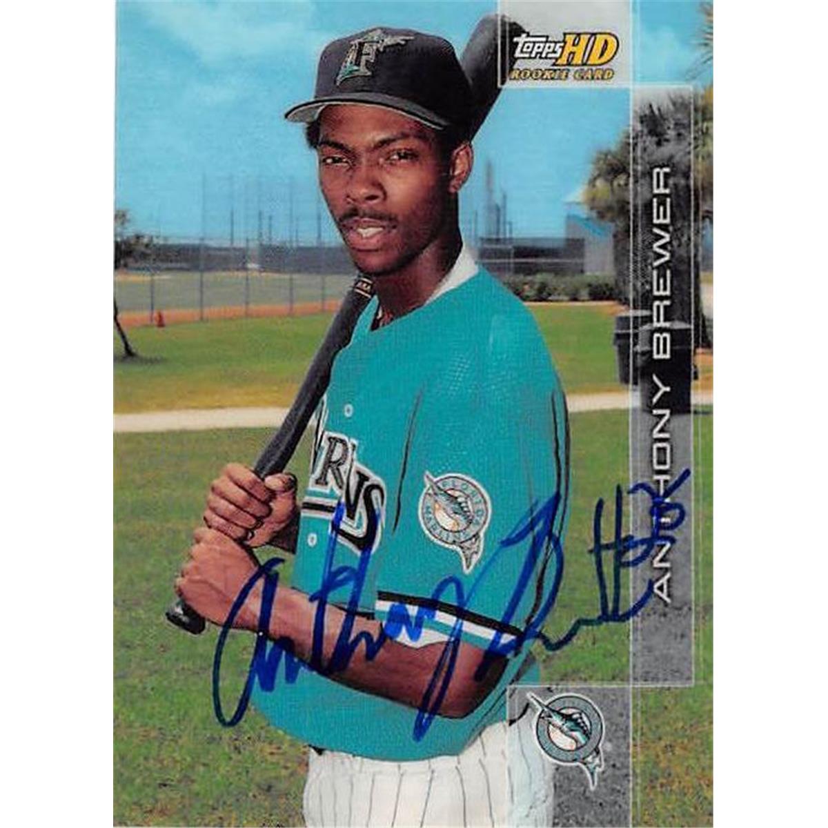 421098 Anthony Brewer Autographed Baseball Card Florida Marlins FT 2001 Topps HD No.64 Rookie