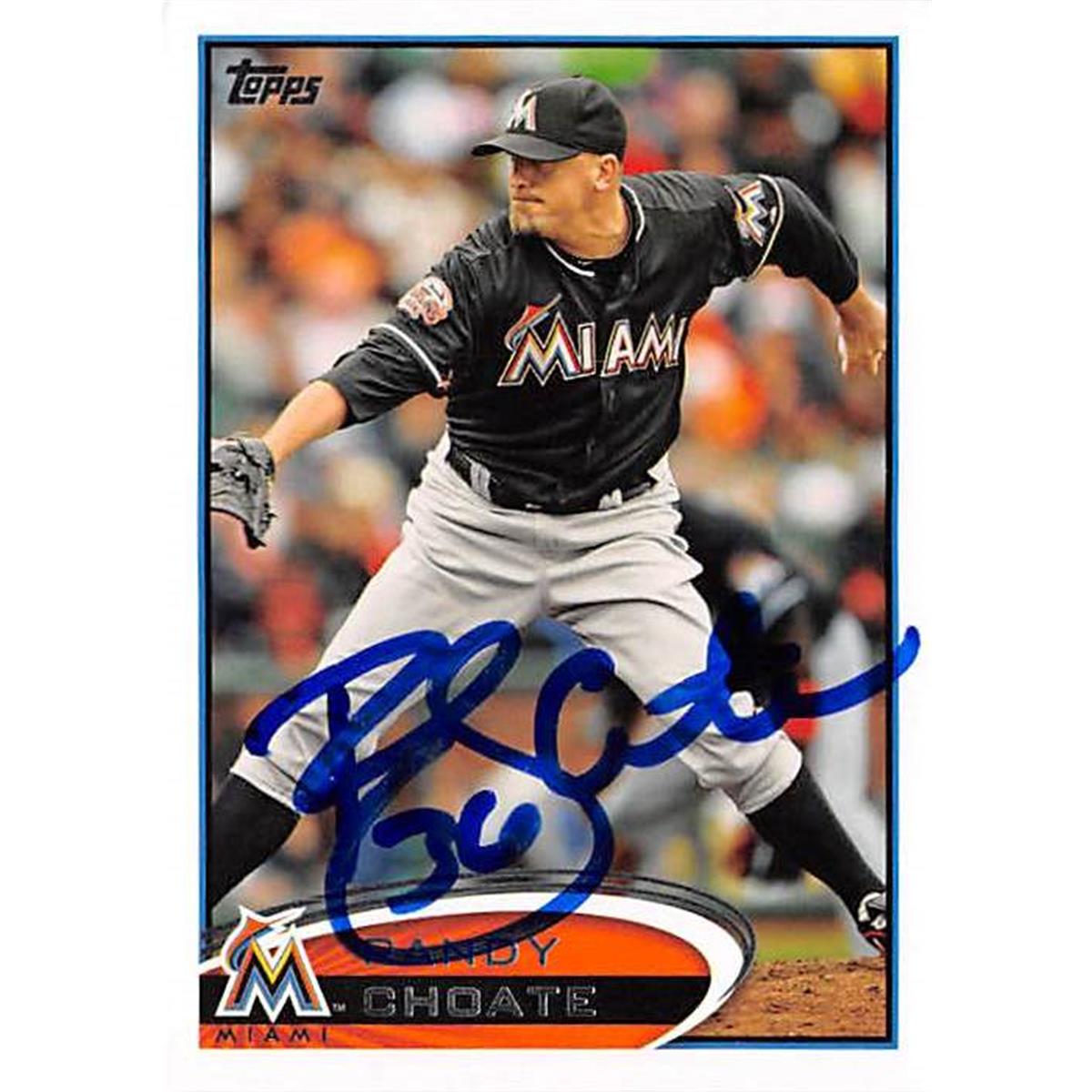 421124 Randy Choate Autographed Baseball Card Miami Marlins 2012 Topps No.US107