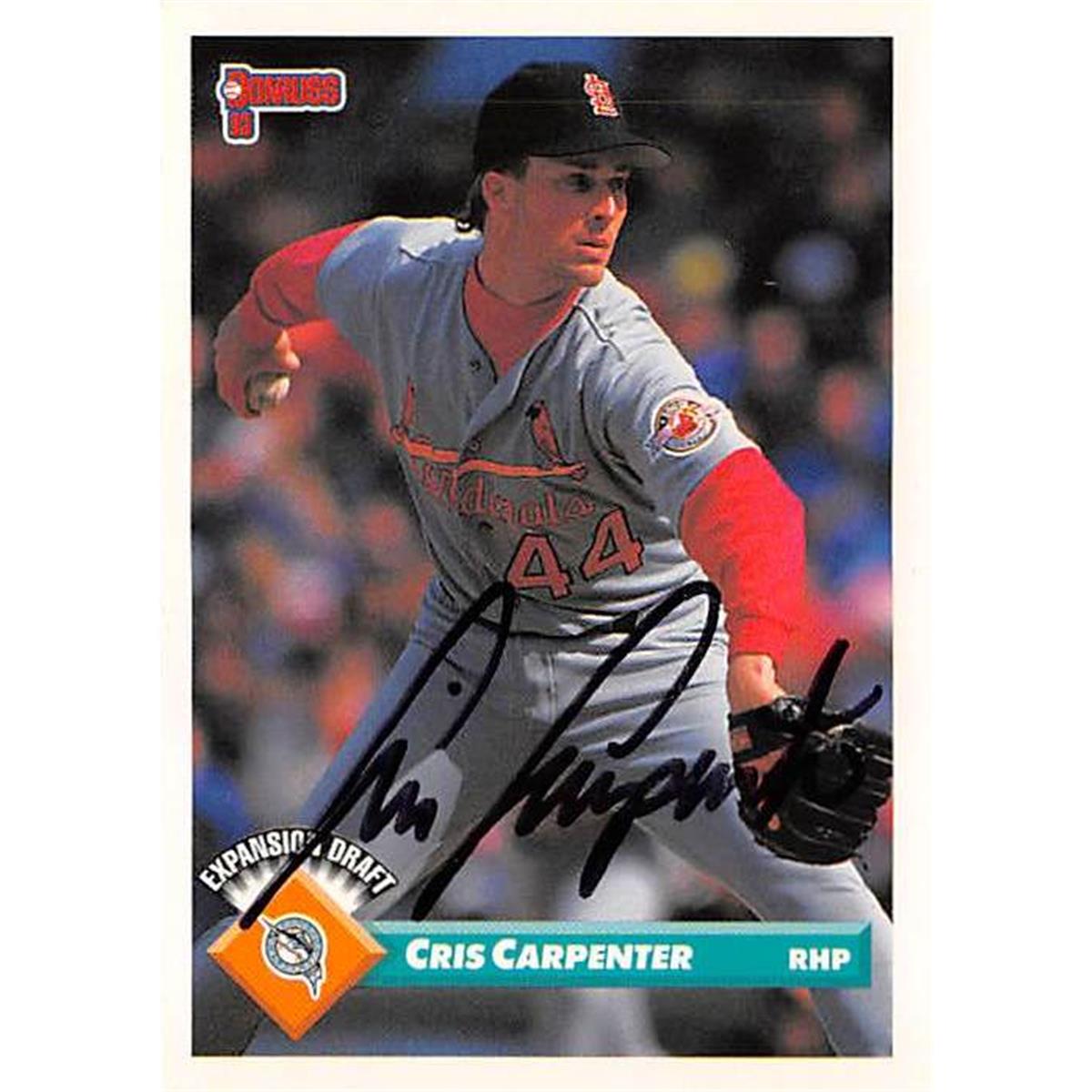 421127 Cris Carpenter Autographed Baseball Card Florida Marlins St Louis Cardinals 1993 Donruss No.734 -  Autograph Warehouse