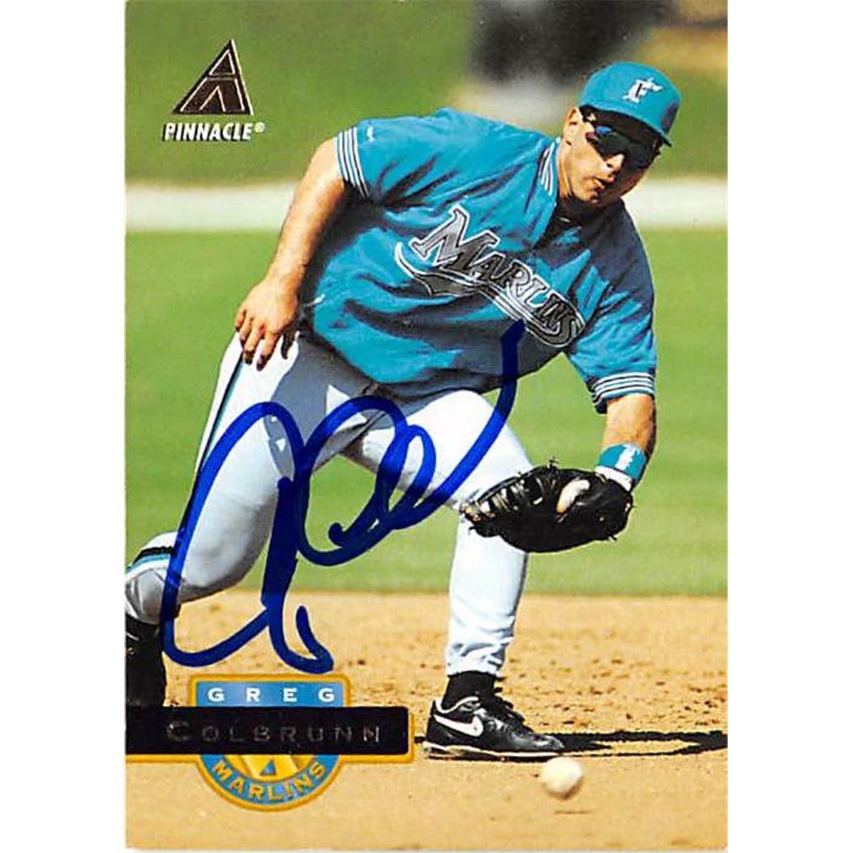 421145 Greg Colbrunn Autographed Baseball Card Florida Marlins 1994 Pinnacle No.474