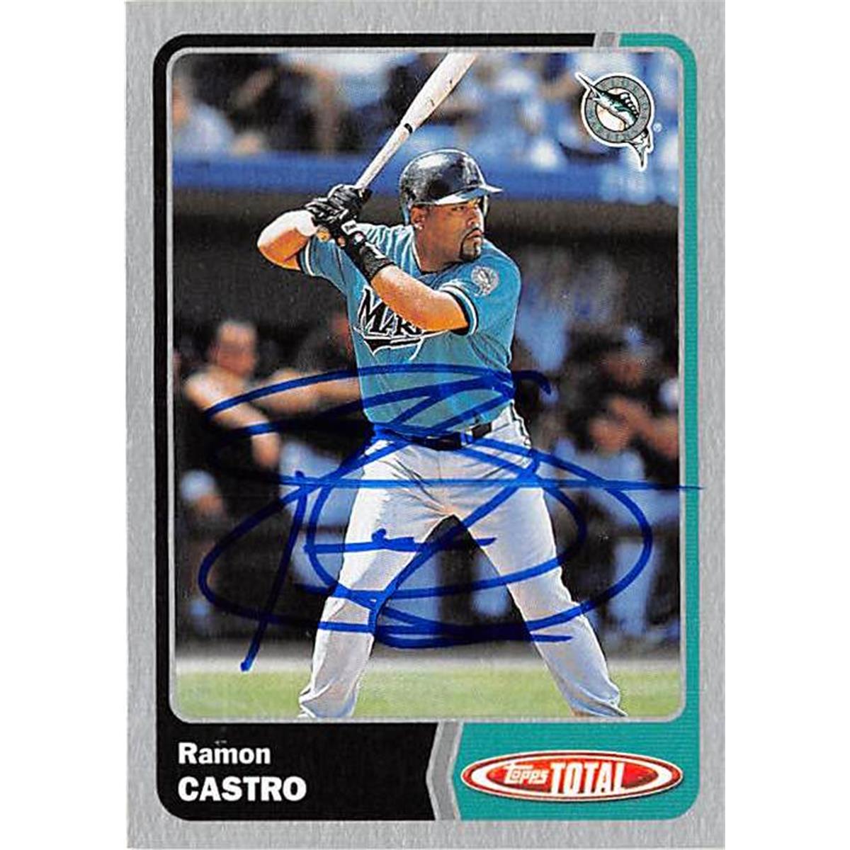 421155 Ramon Castro Autographed Baseball Card Florida Marlins 2003 Topps Total No.109 Silver
