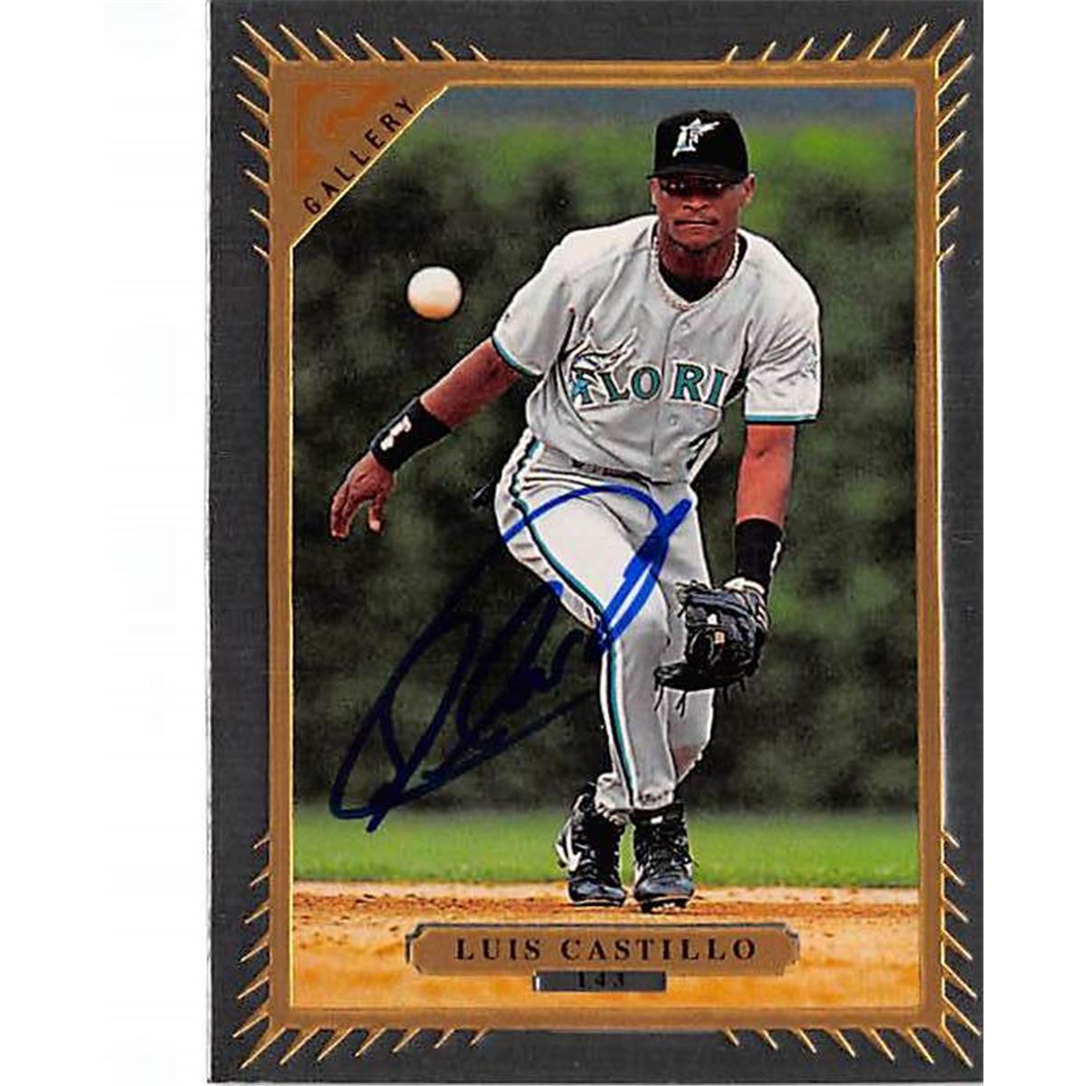 421194 Luis Castillo Autographed Baseball Card Florida Marlins 1997 Topps Gallery No.143