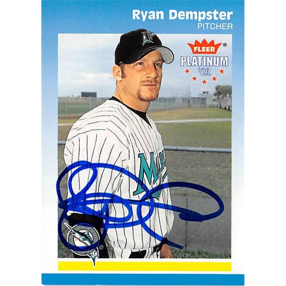 421227 Ryan Dempster Autographed Baseball Card Florida Marlins 2002 Fleer Platinum No.213