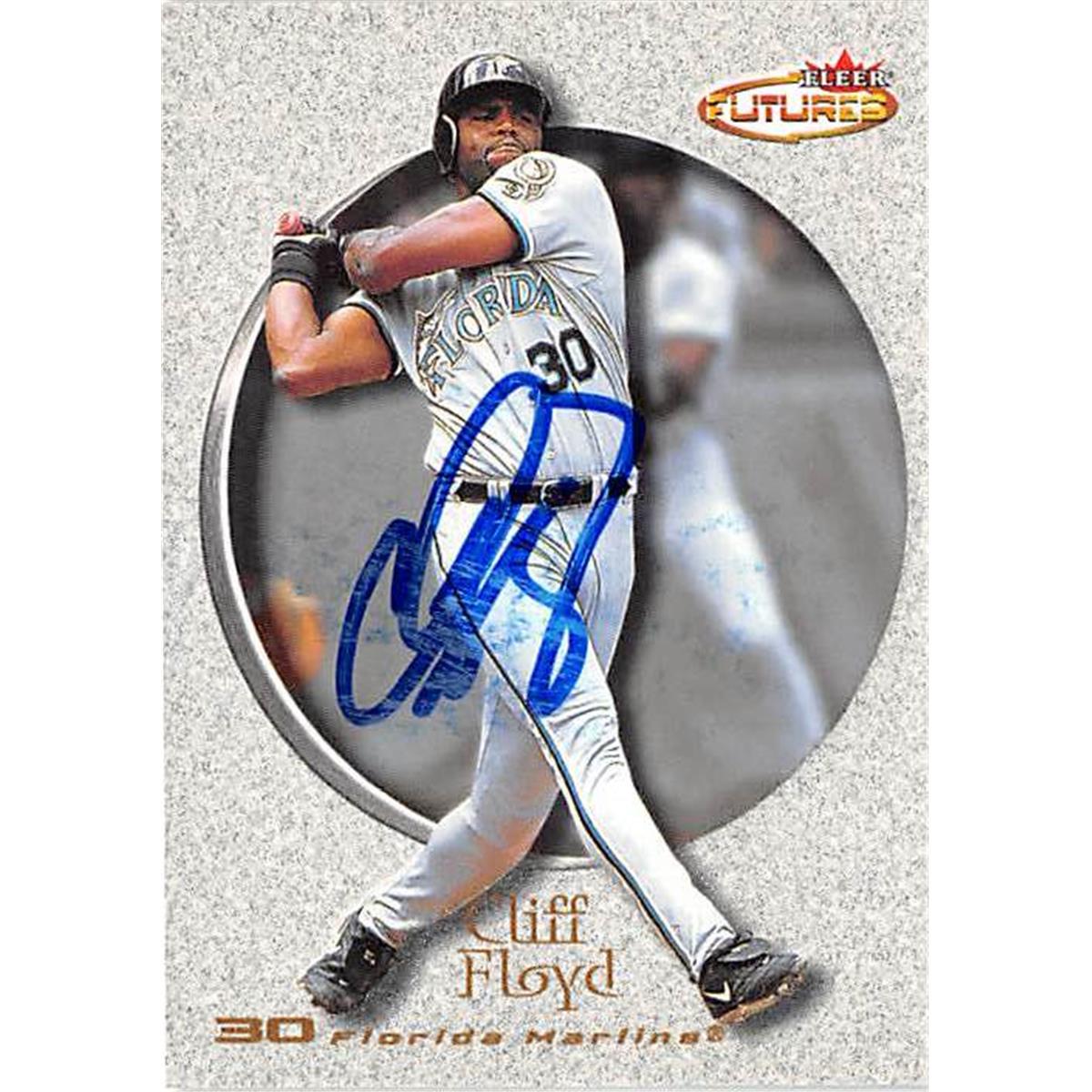 421284 Cliff Floyd Autographed Baseball Card Florida Marlins 2001 Fleer Futures No.113
