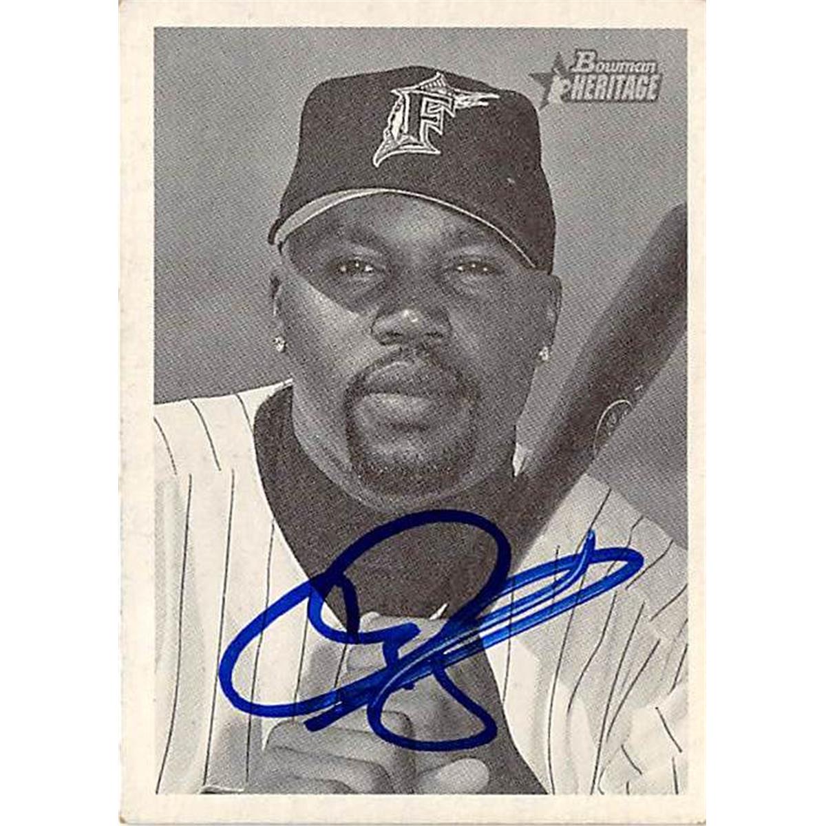 421289 Cliff Floyd Autographed Baseball Card Florida Marlins 2001 Topps Bowman Heritage No.91