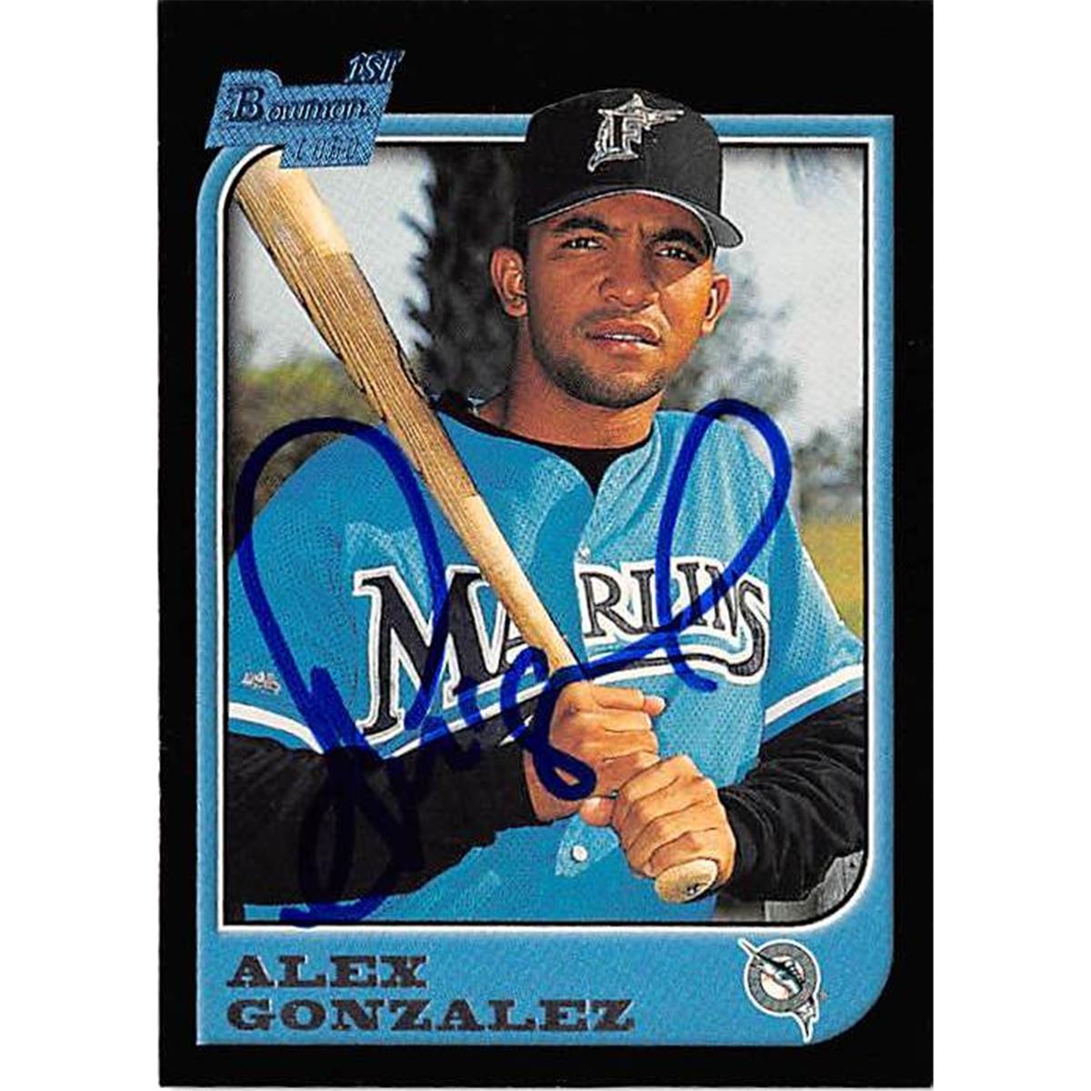 421319 Alex Gonzalez Autographed Baseball Card Florida Marlins SC 1997 Topps Bowman No.298