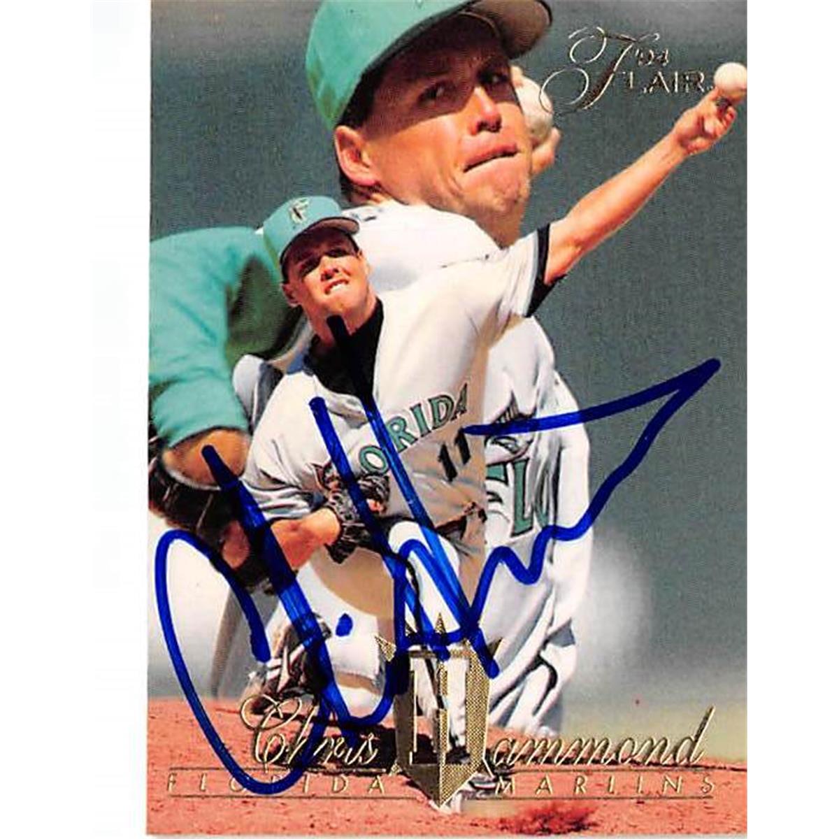 421358 Chris Hammond Autographed Baseball Card Florida Marlins 1994 Fleer Flair No.163