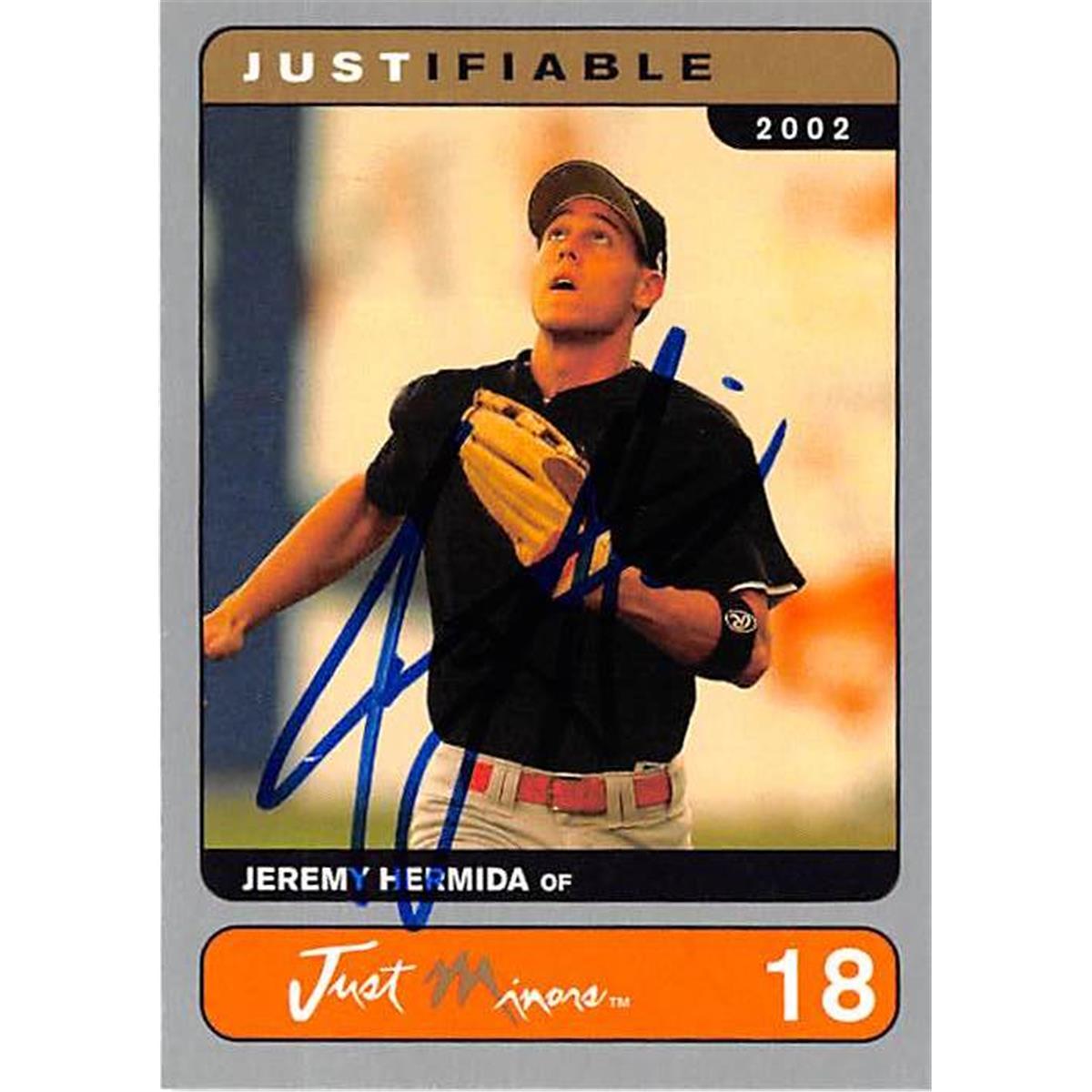 421386 Jeremy Hermida Autographed Baseball Card Florida Marlins FT 2002 Just Minors No.18 Silver