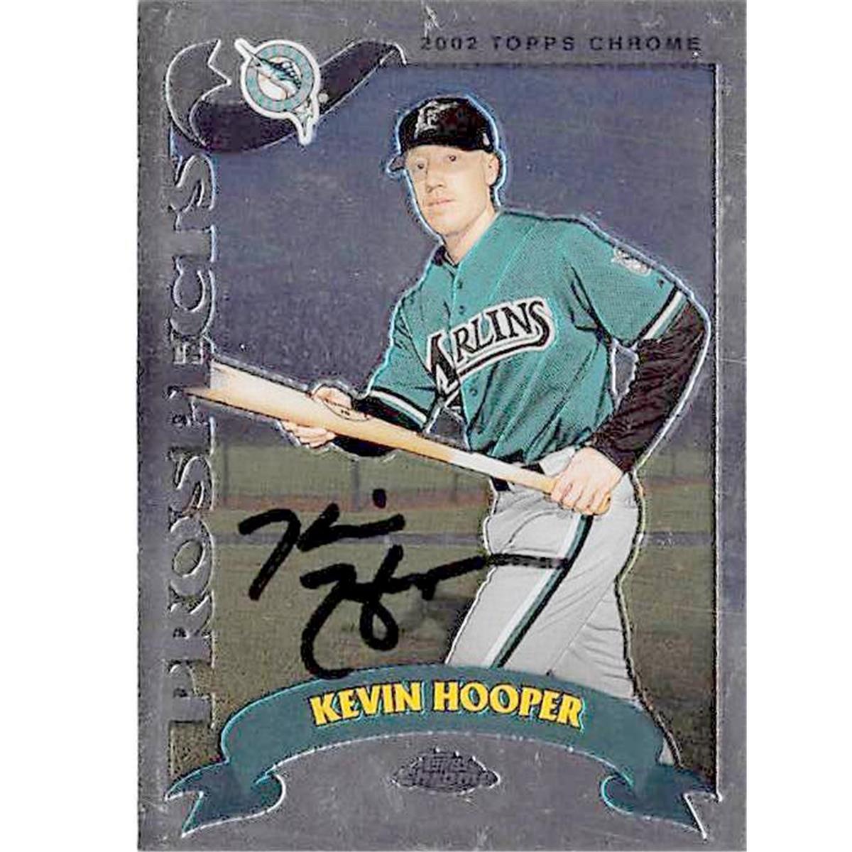 421401 Kevin Hooper Autographed Baseball Card Florida Marlins 2002 Topps Chrome No.T257 Prospect