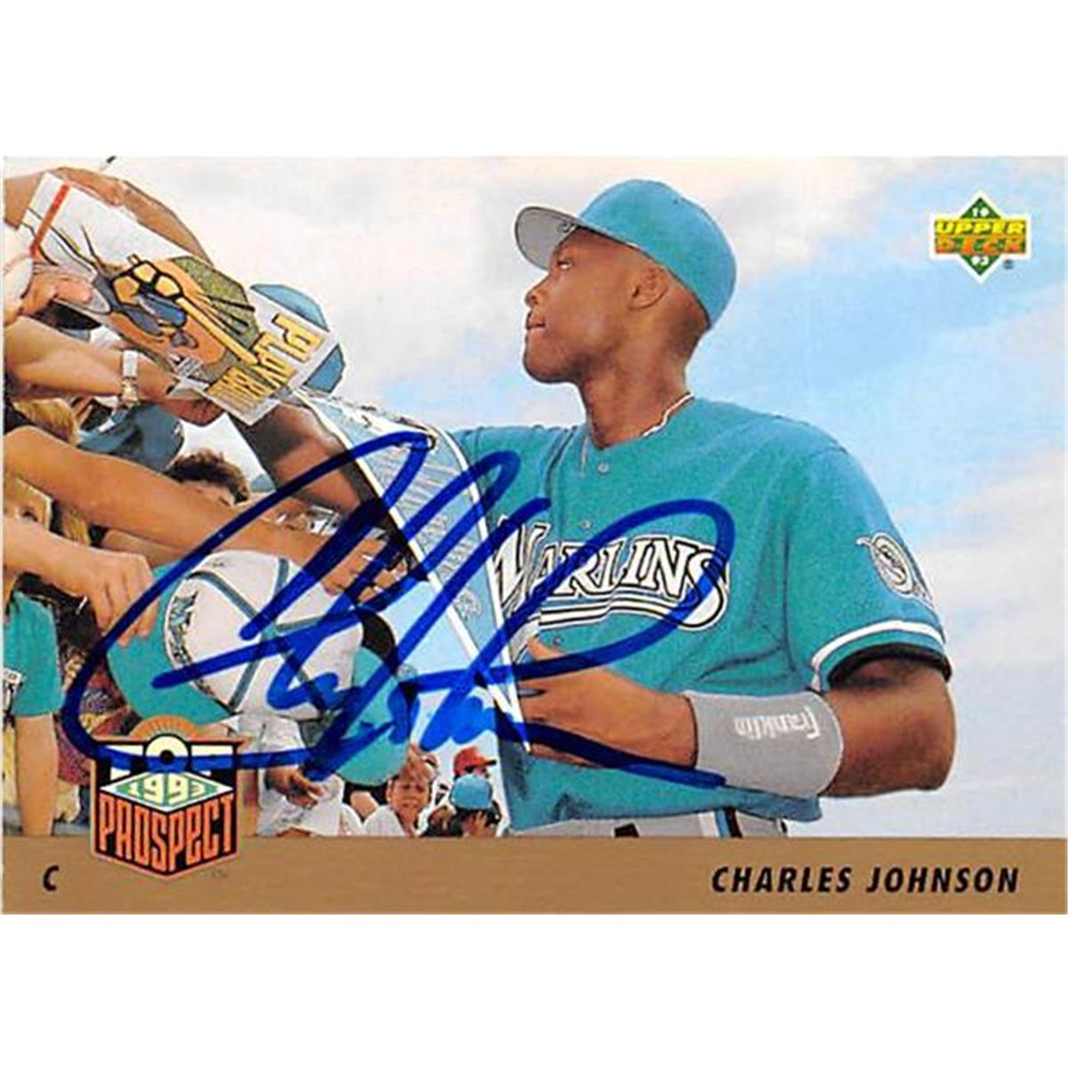 421431 Charles Johnson Autographed Baseball Card Florida Marlins 1993 Upper Deck No.435