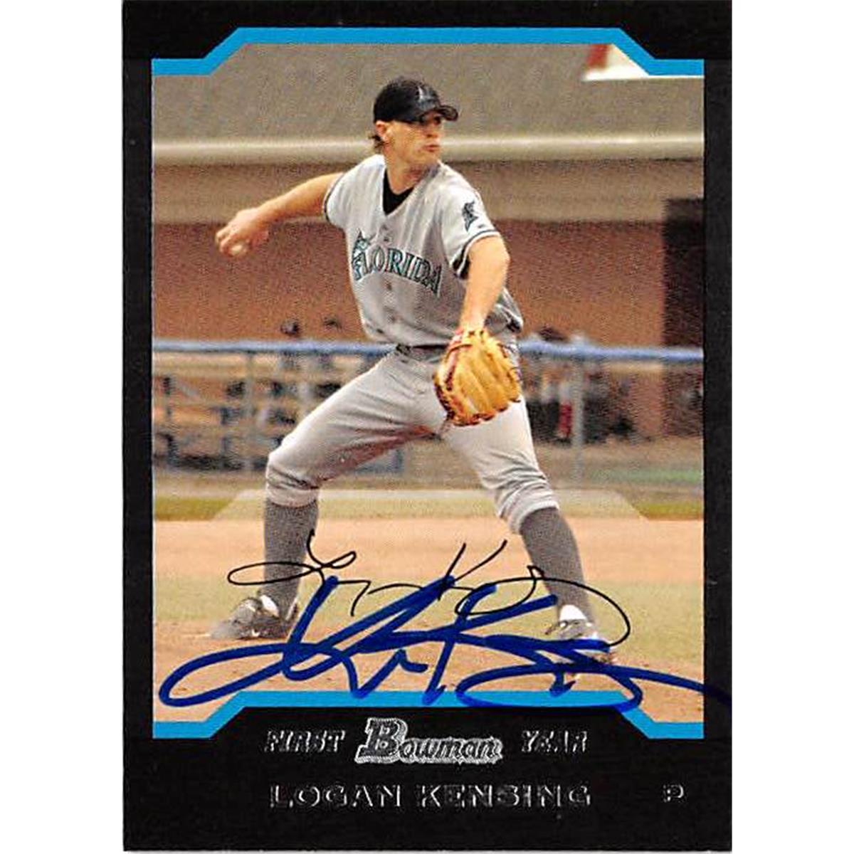 421460 Logan Kensing Autographed Baseball Card Florida Marlins 2004 Topps Bowman No.317