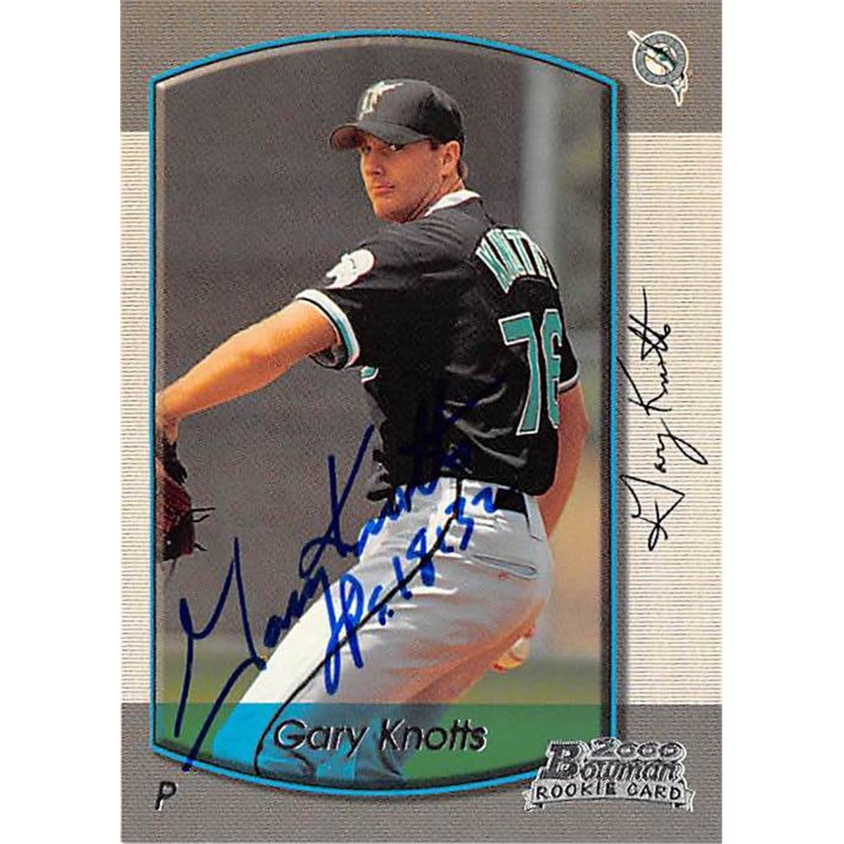 421466 Gary Knotts Autographed Baseball Card Florida Marlins FT 2000 Topps Bowman No.401