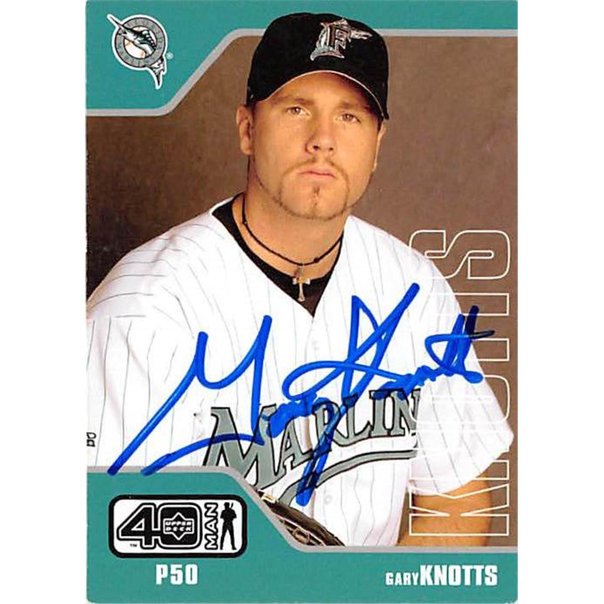 421470 Gary Knotts Autographed Baseball Card Florida Marlins 2002 Upper Deck Forty Man No.798