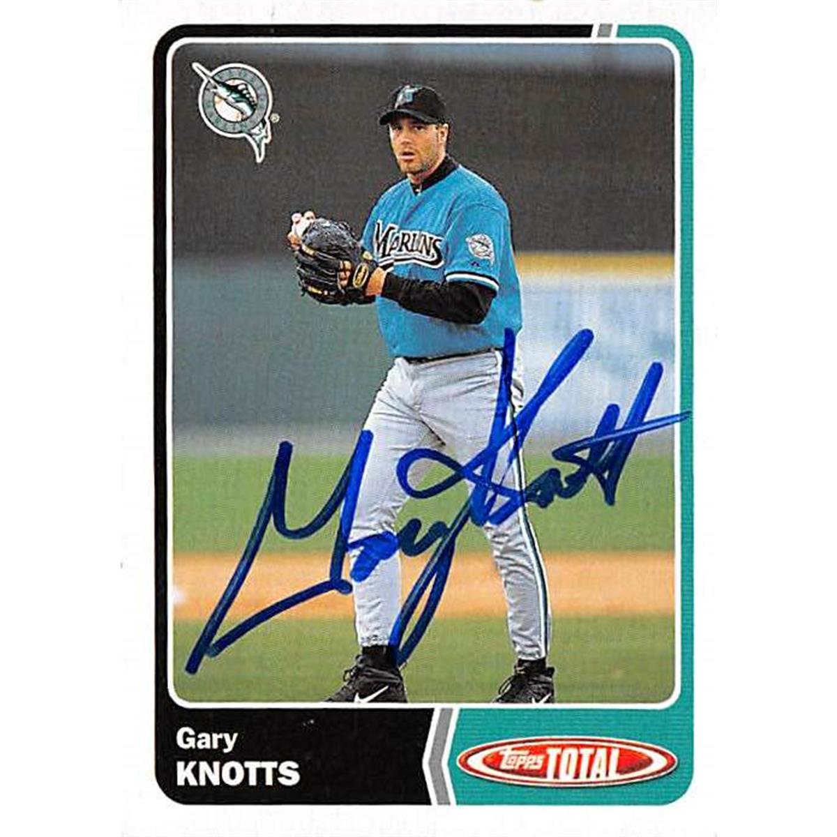 421472 Gary Knotts Autographed Baseball Card Florida Marlins 2003 Topps Total No.421