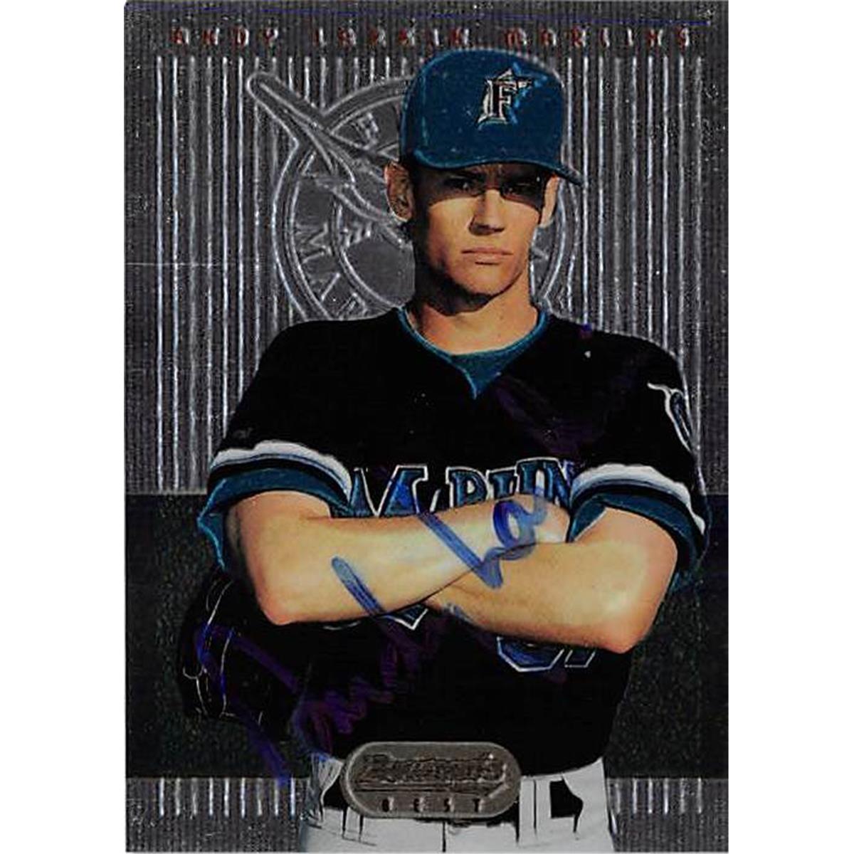421503 Andy Larkin Autographed Baseball Card Florida Marlins FT 1995 Topps Bowman Best No.9