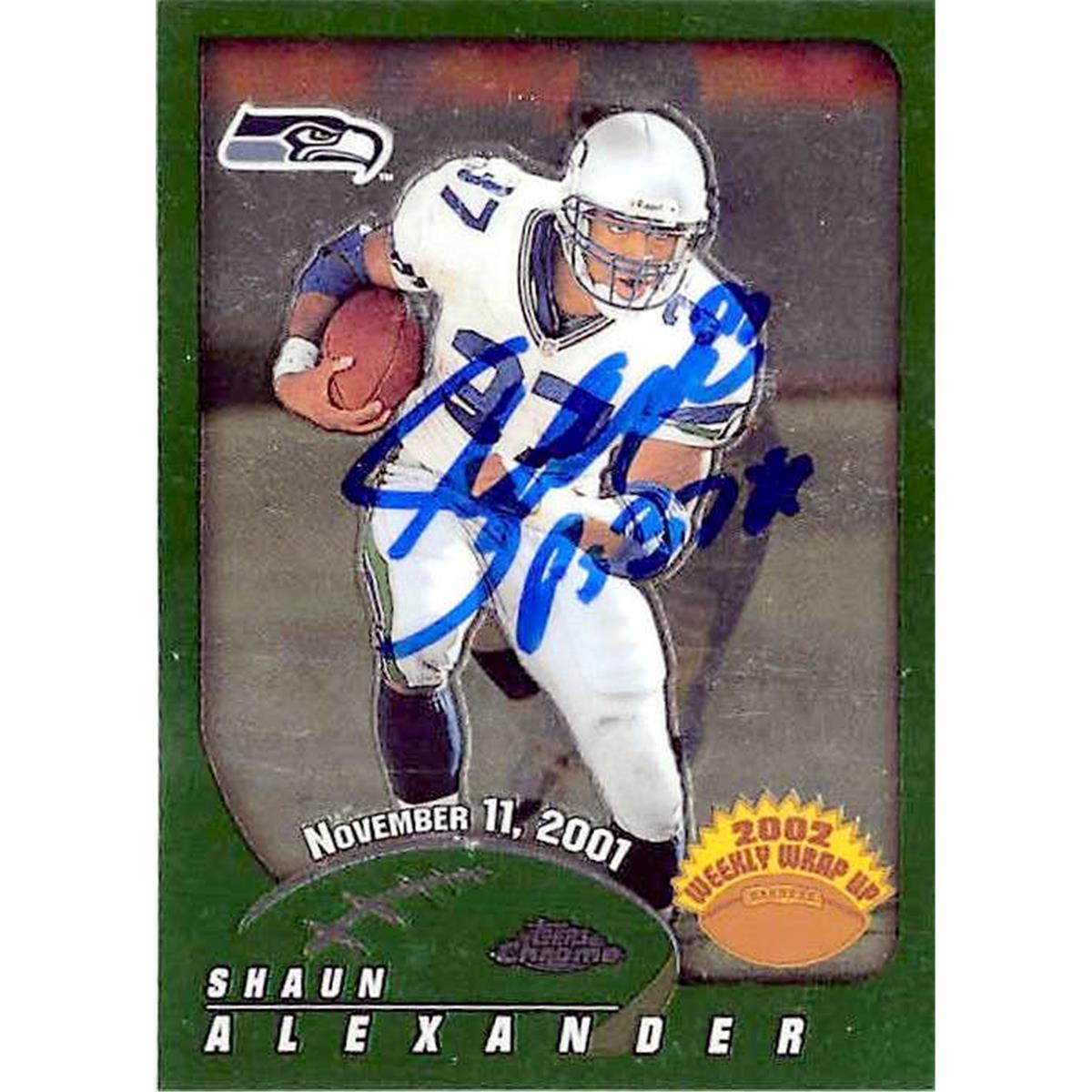 421603 Shaun Alexander Autographed Football Card Seattle Seahawks 2002 Topps Chrome No.154
