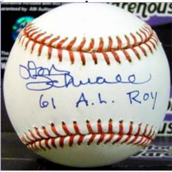 Don Schwall Autographed Baseball Inscribed 61 AL ROY OMLB Boston Red Sox Rookie of Year Oklahoma Sooners