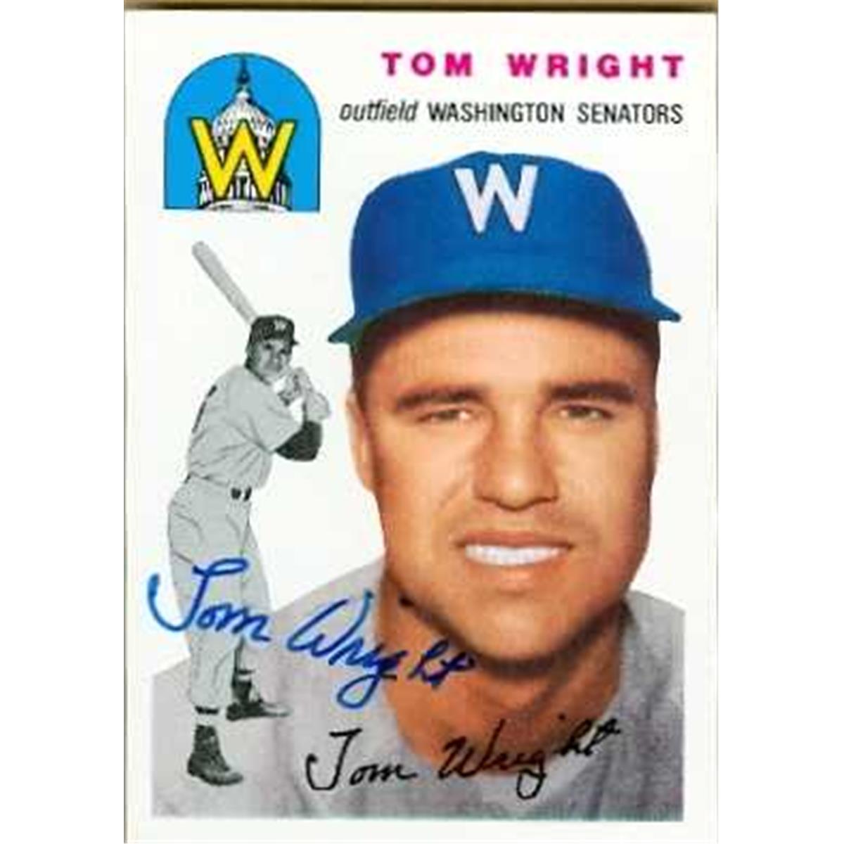 420968 Tom Wright Autographed Baseball Card Washington Senators 1994 Topps Archives 1954 No.140
