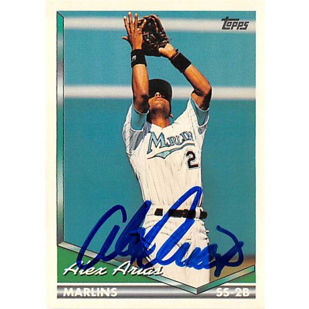 420978 Alex Arias Autographed Baseball Card Florida Marlins 1994 Topps No.104