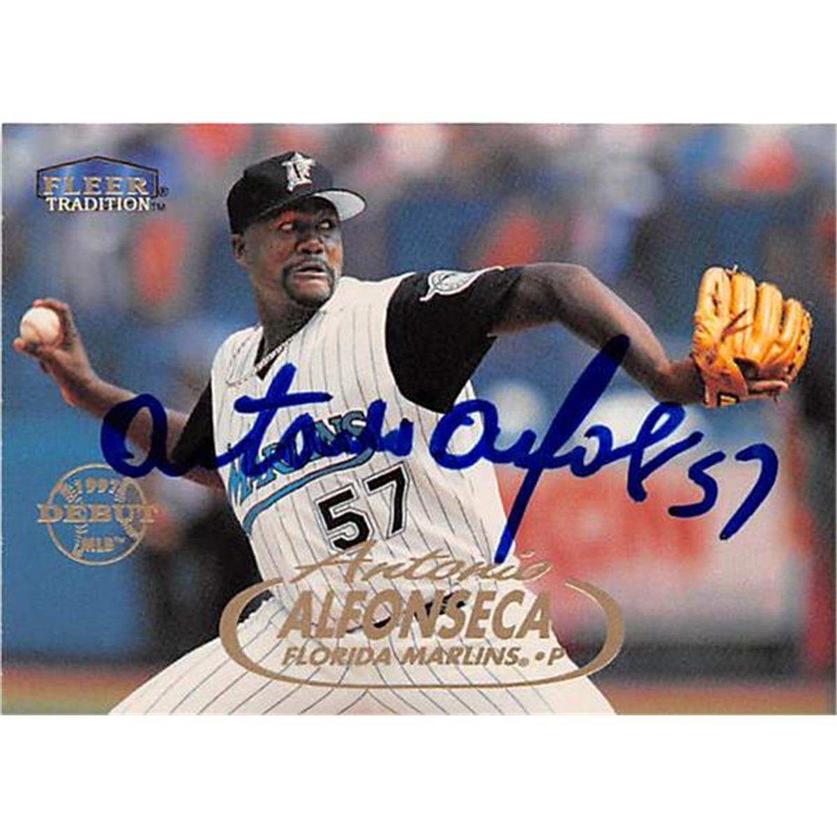 421003 Antonio Alfonseca Autographed Baseball Card Florida Marlins 1998 Fleer Tradition No.79 Debut