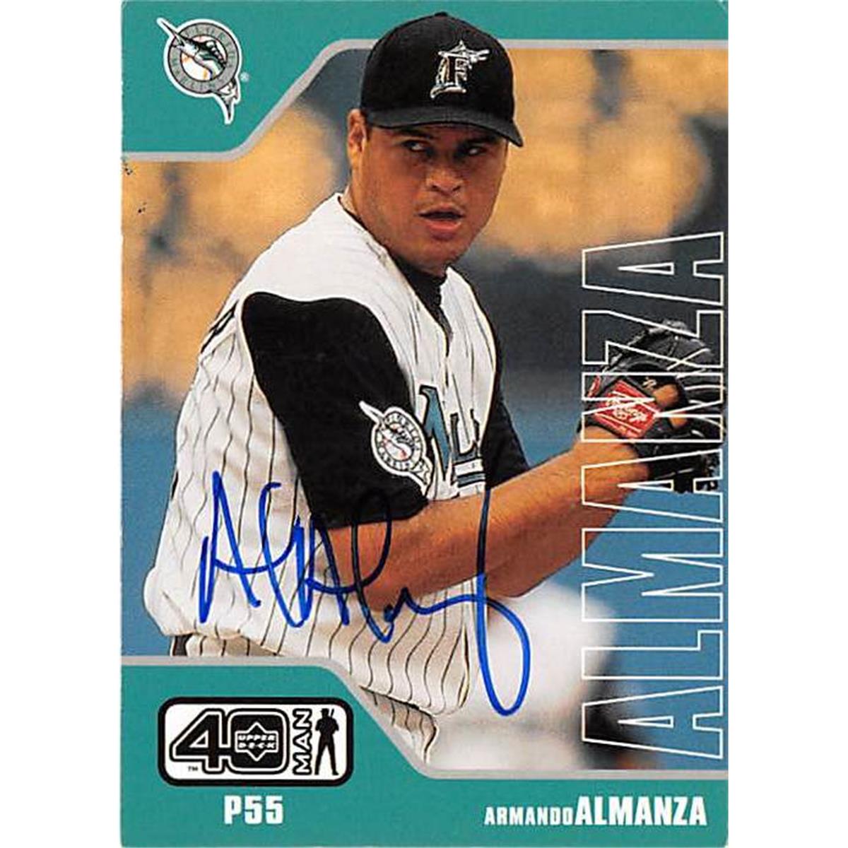421038 Armando Almanza Autographed Baseball Card Florida Marlins 2002 Upper Deck Forty Man No.795