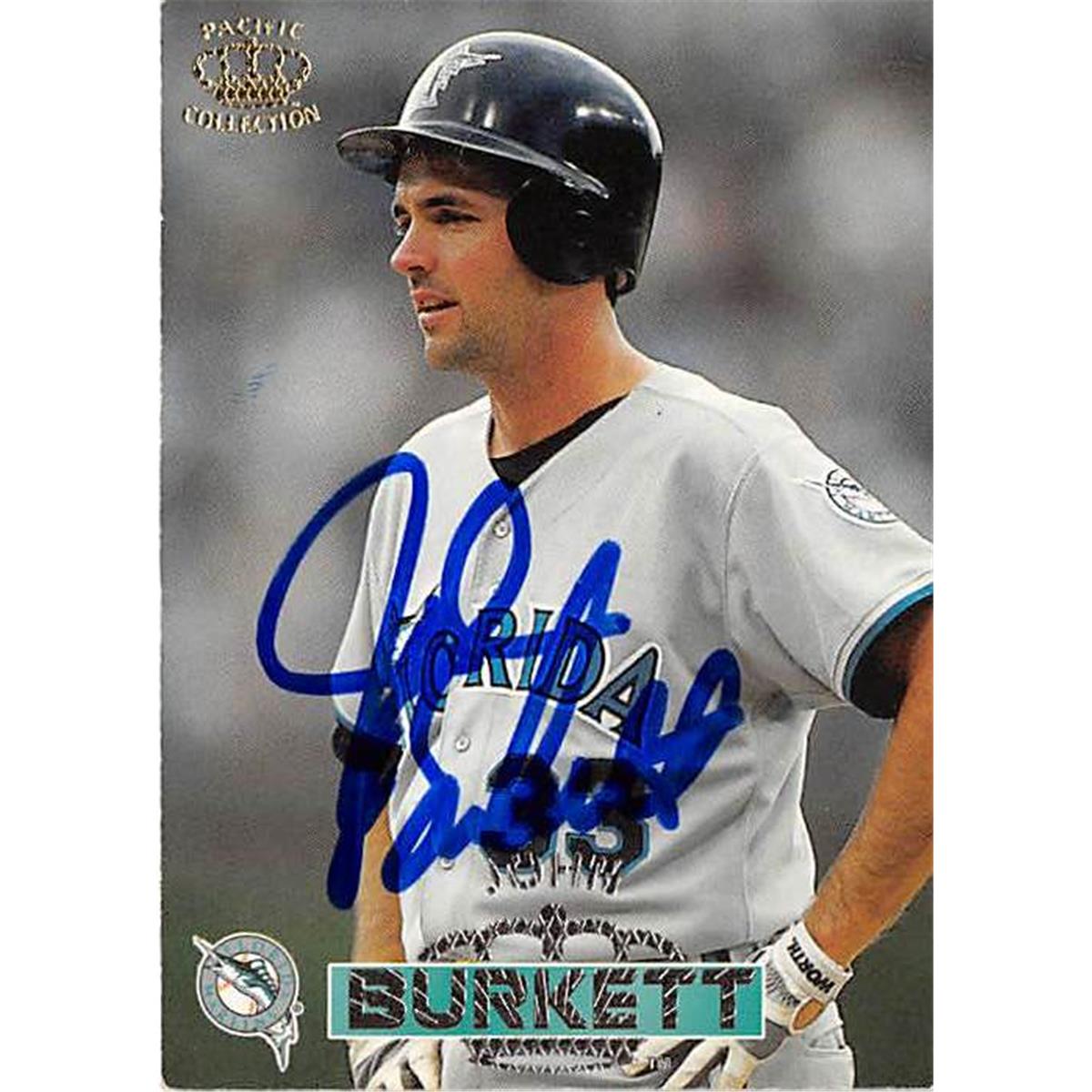 421085 John Burkett Autographed Baseball Card Florida Marlins 1996 Pacific No.77