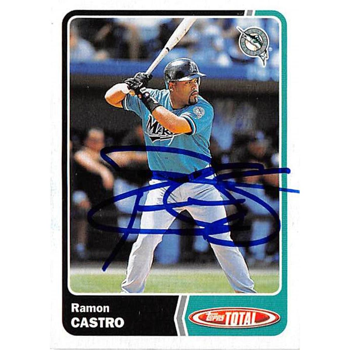 421156 Ramon Castro Autographed Baseball Card Florida Marlins 2003 Topps Total No.109