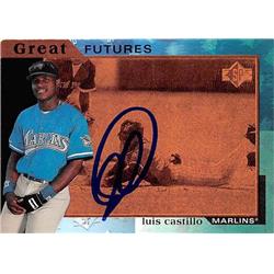 421184 Luis Castillo Autographed Baseball Card Florida Marlins 1997 Upper Deck SP No.12 Gold Futures Rookies