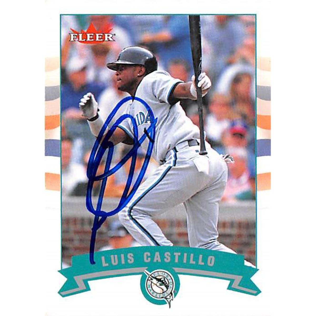 421191 Luis Castillo Autographed Baseball Card Florida Marlins 2002 Fleer No.237