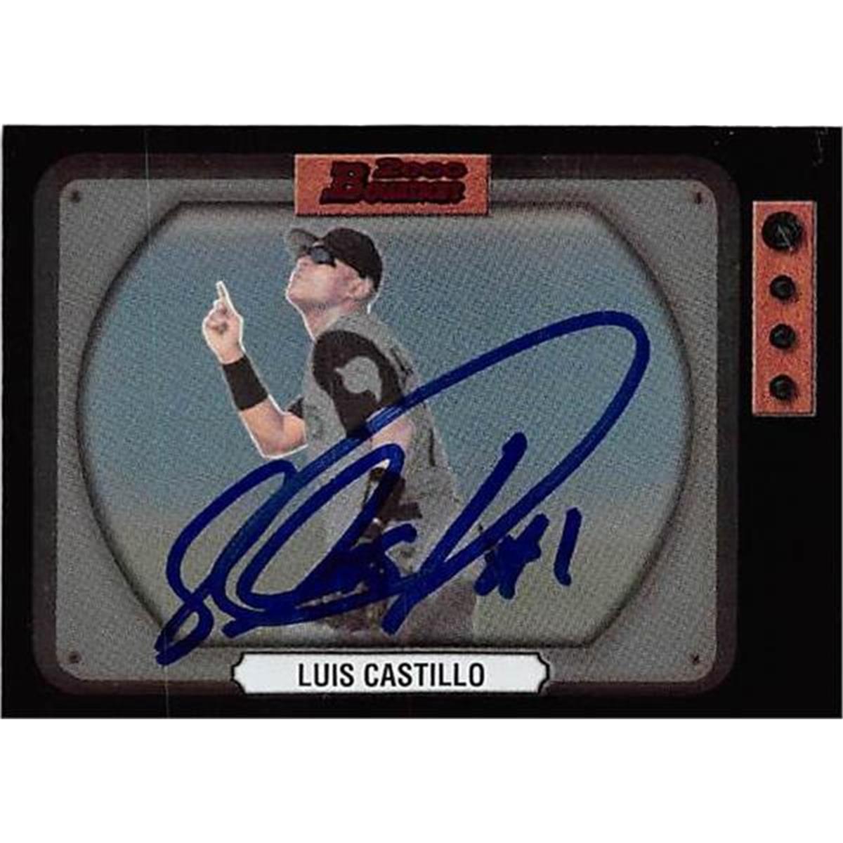 421199 Luis Castillo Autographed Baseball Card Florida Marlins FT 2000 Topps Bowman No.58