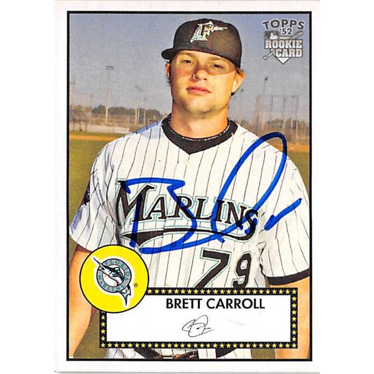 421212 Brett Carroll Autographed Baseball Card Florida Marlins FT 2007 Topps Heritage No.36 Rookie