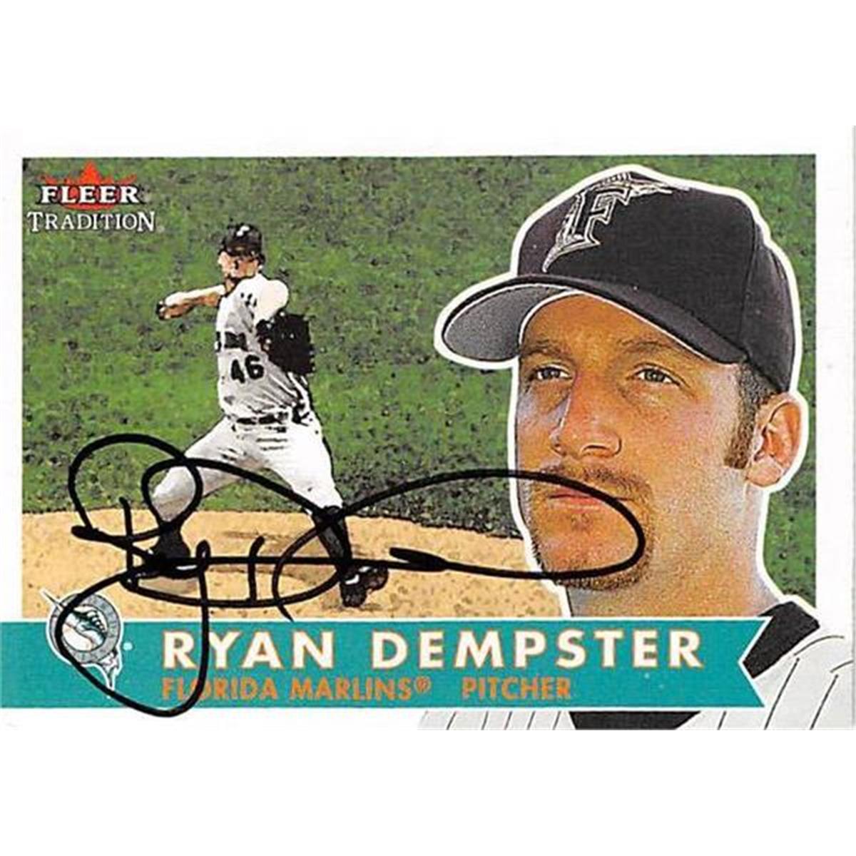 421220 Ryan Dempster Autographed Baseball Card Florida Marlins 2001 Fleer Tradition No.247