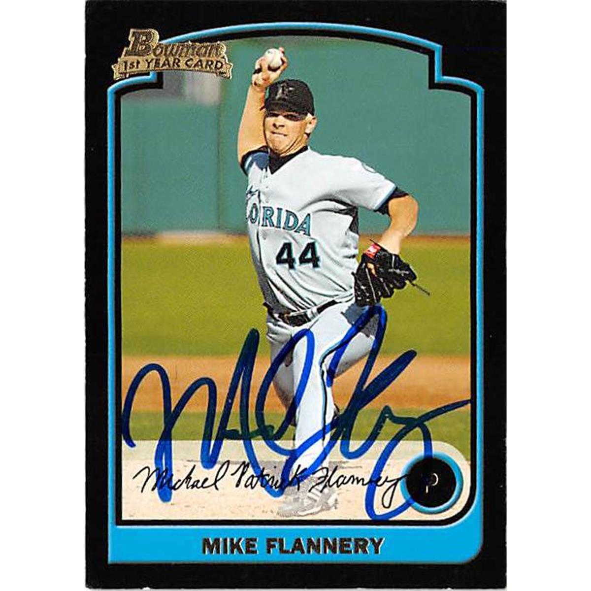 421301 Mike Flannery Autographed Baseball Card Florida Marlins FT 2004 Topps Bowman No.212