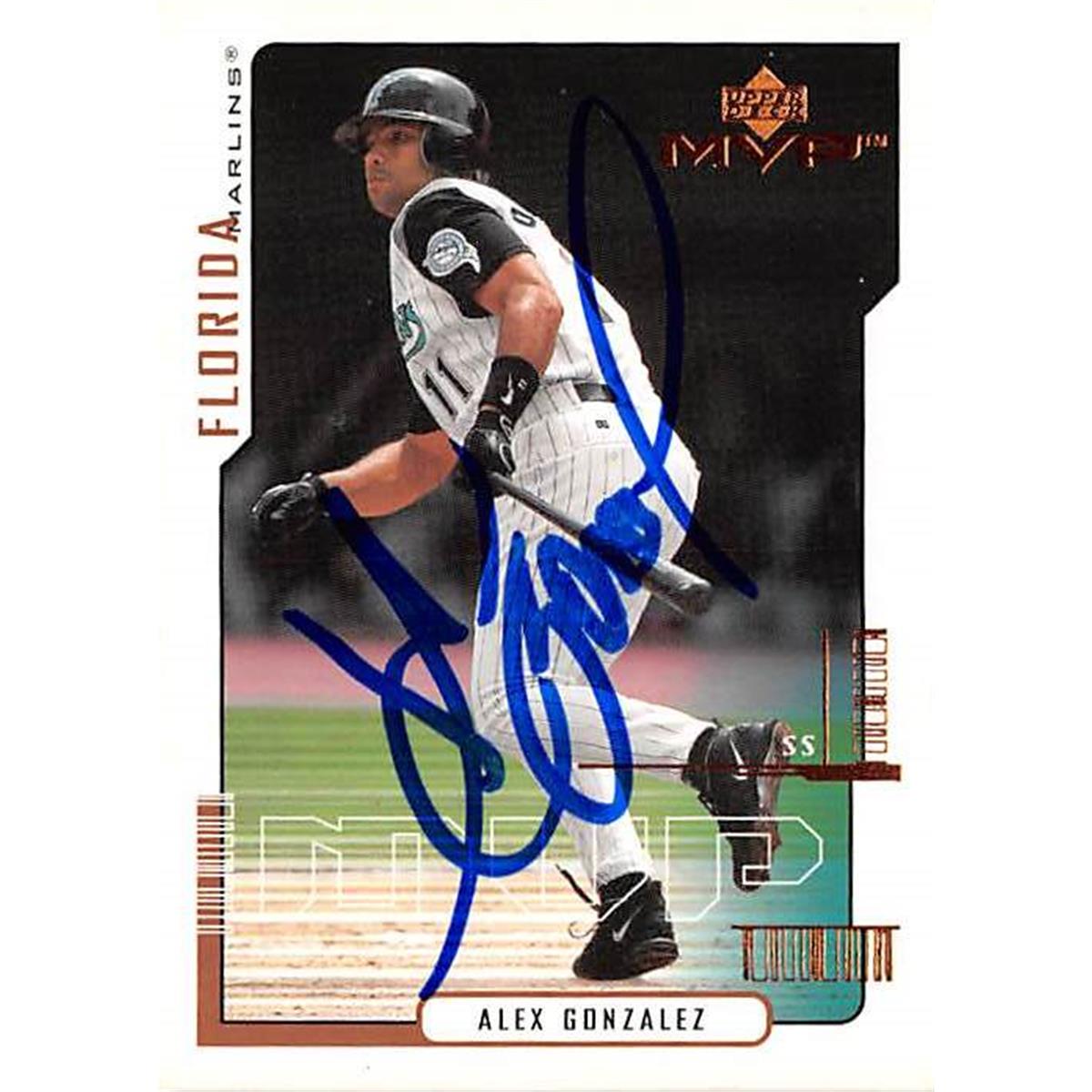 421306 Alex Gonzalez Autographed Baseball Card Florida Marlins 2000 Upper Deck MVP No.114