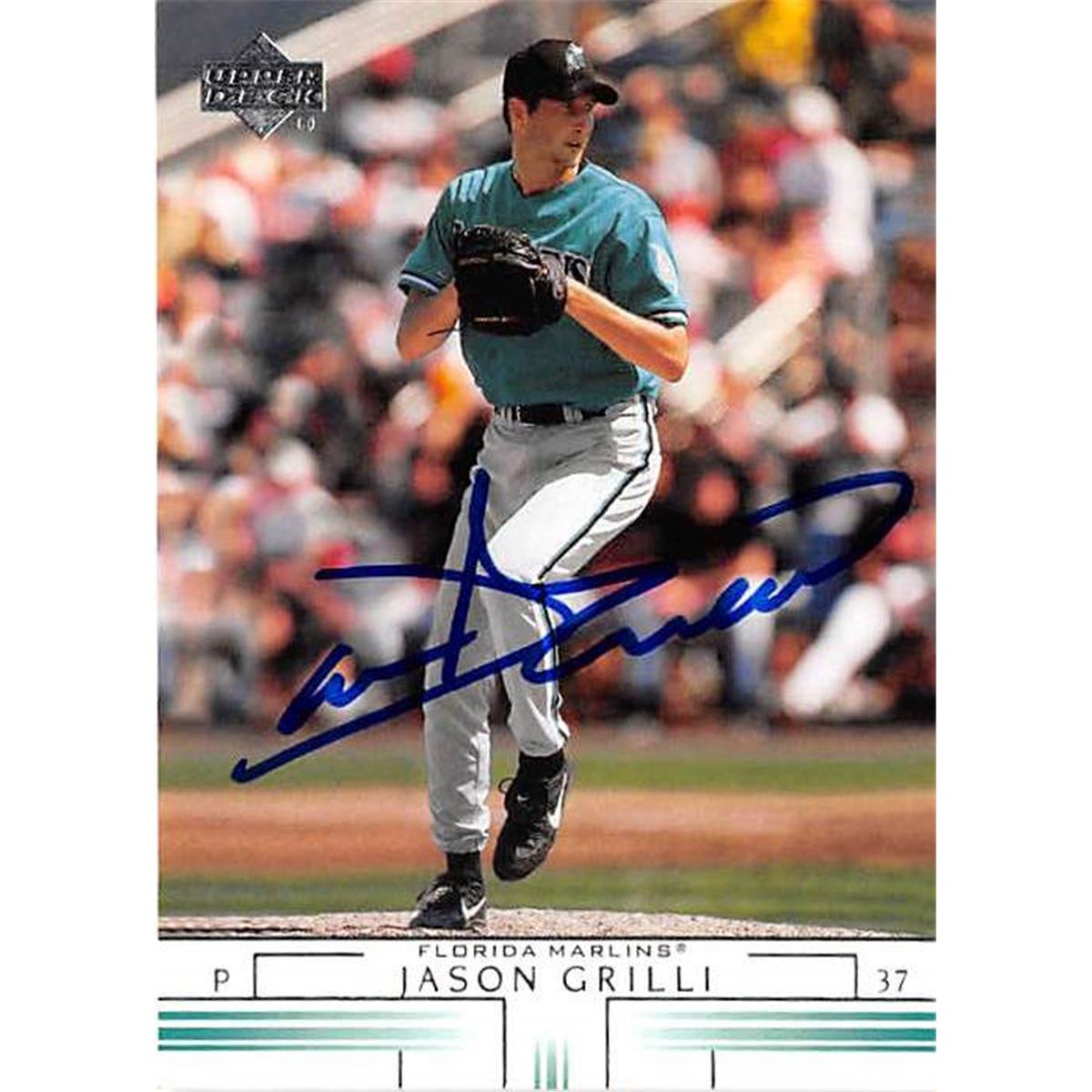 421309 Jason Grilli Autographed Baseball Card Florida Marlins 2002 Upper Deck No.377