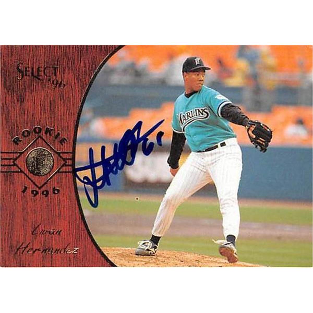 421332 Livan Hernandez Autographed Baseball Card Florida Marlins FT 1996 Select No.174 Rookie
