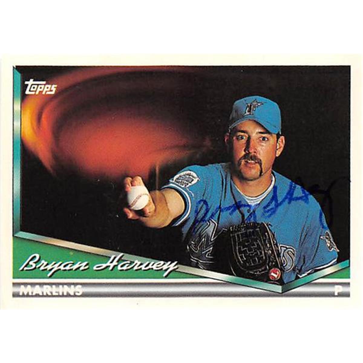 421334 Bryan Harvey Autographed Baseball Card Florida Marlins 1994 Topps No.20