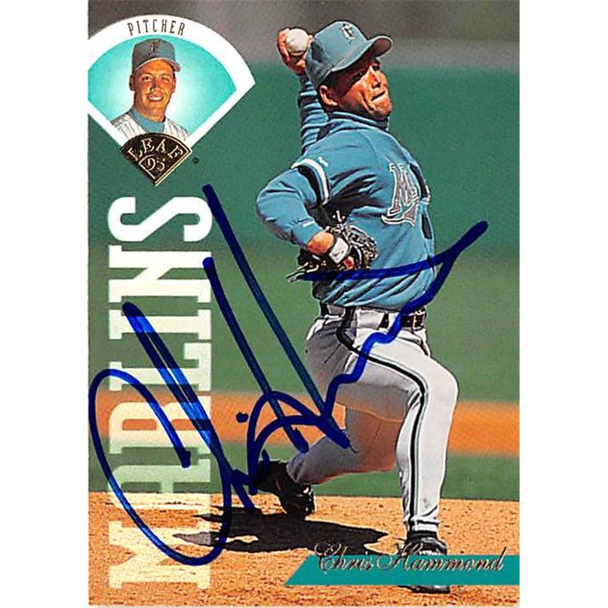 421355 Chris Hammond Autographed Baseball Card Florida Marlins 1995 Leaf No.378