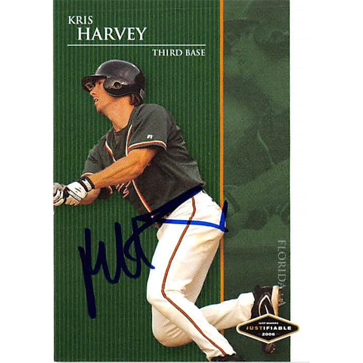 421382 Kris Harvey Autographed Baseball Card Florida Marlins FT 2004 Just Minors No.JF11