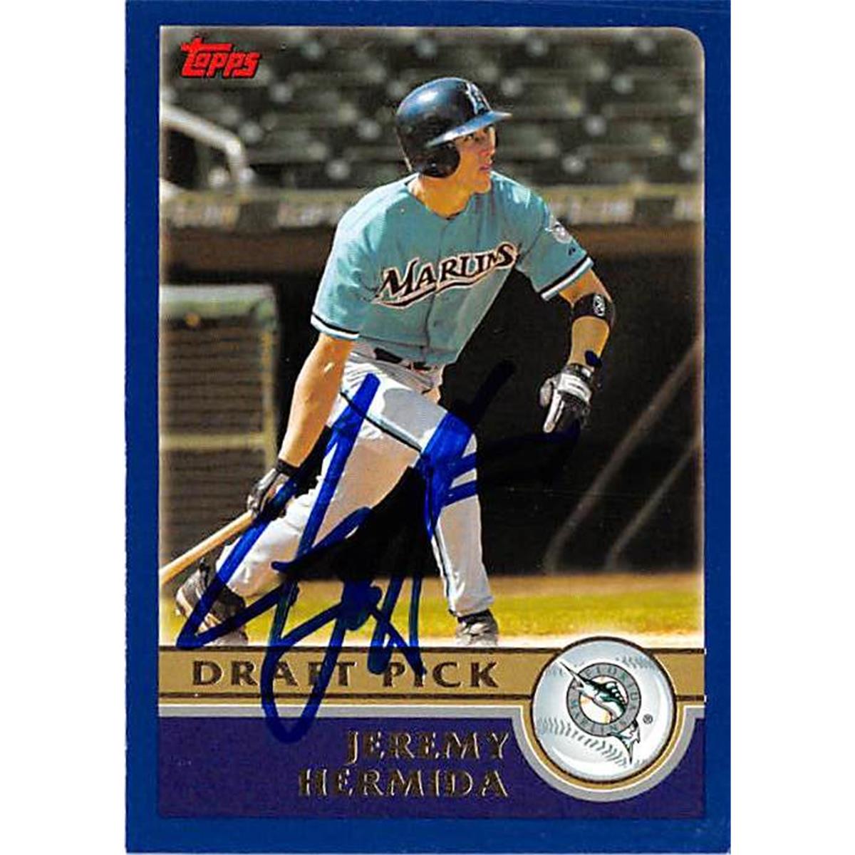 421395 Jeremy Hermida Autographed Baseball Card Florida Marlins 2003 Topps No.668 Draft Picks
