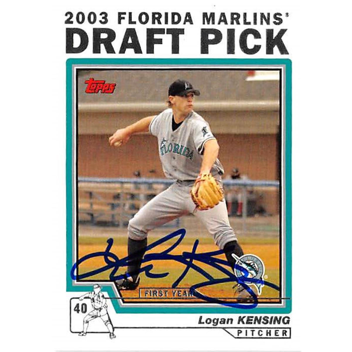 421456 Logan Kensing Autographed Baseball Card Florida Marlins 2004 Topps No.683 Draft Pick