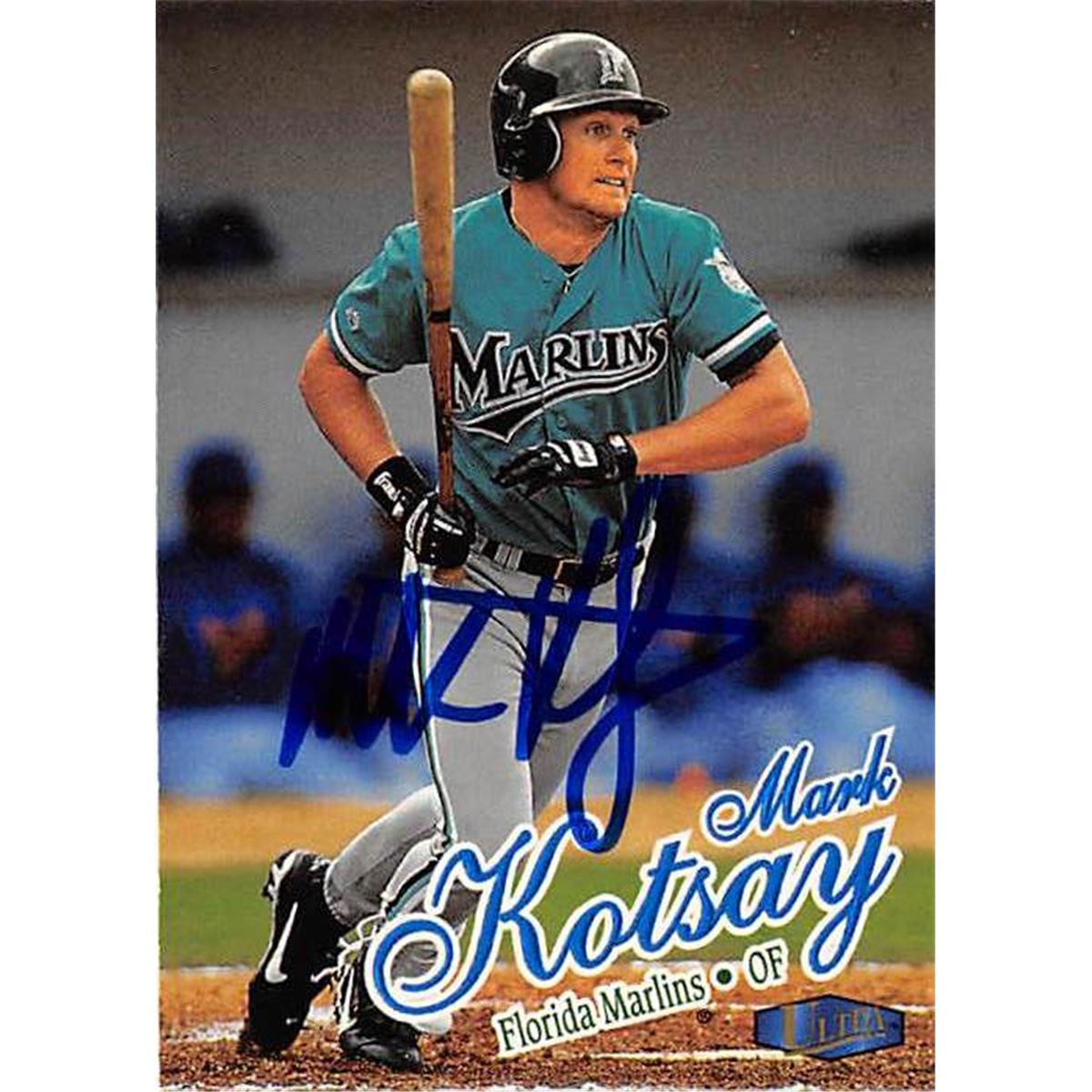 421459 Mark Kotsay Autographed Baseball Card Florida Marlins SC1 1998 Fleer Ultra No.69