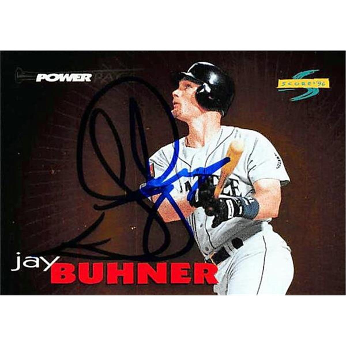 421542 Jay Buhner Autographed Baseball Card Seattle Mariners 1996 Score Power Pace No.3