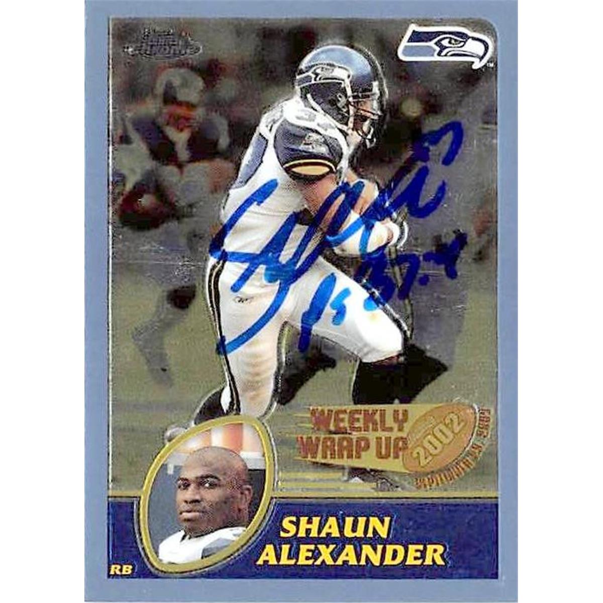 421601 Shaun Alexander Autographed Football Card Seattle Seahawks 2003 Topps Chrome No.149
