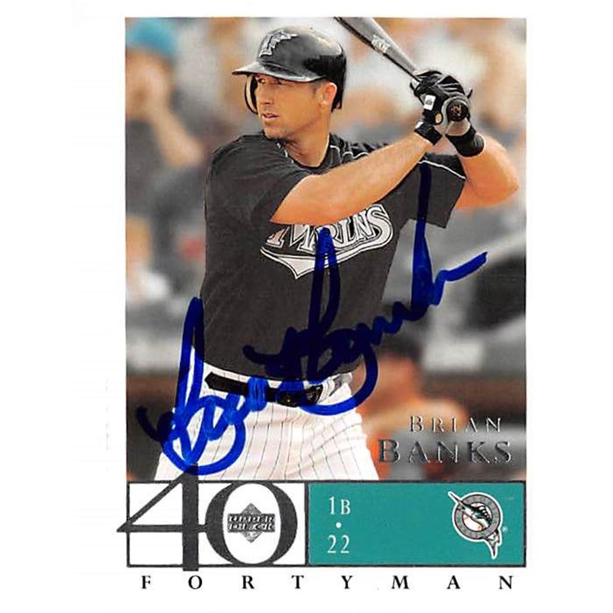 421088 Brian Banks Autographed Baseball Card Florida Marlins 2003 Upper Deck Forty Man No.612