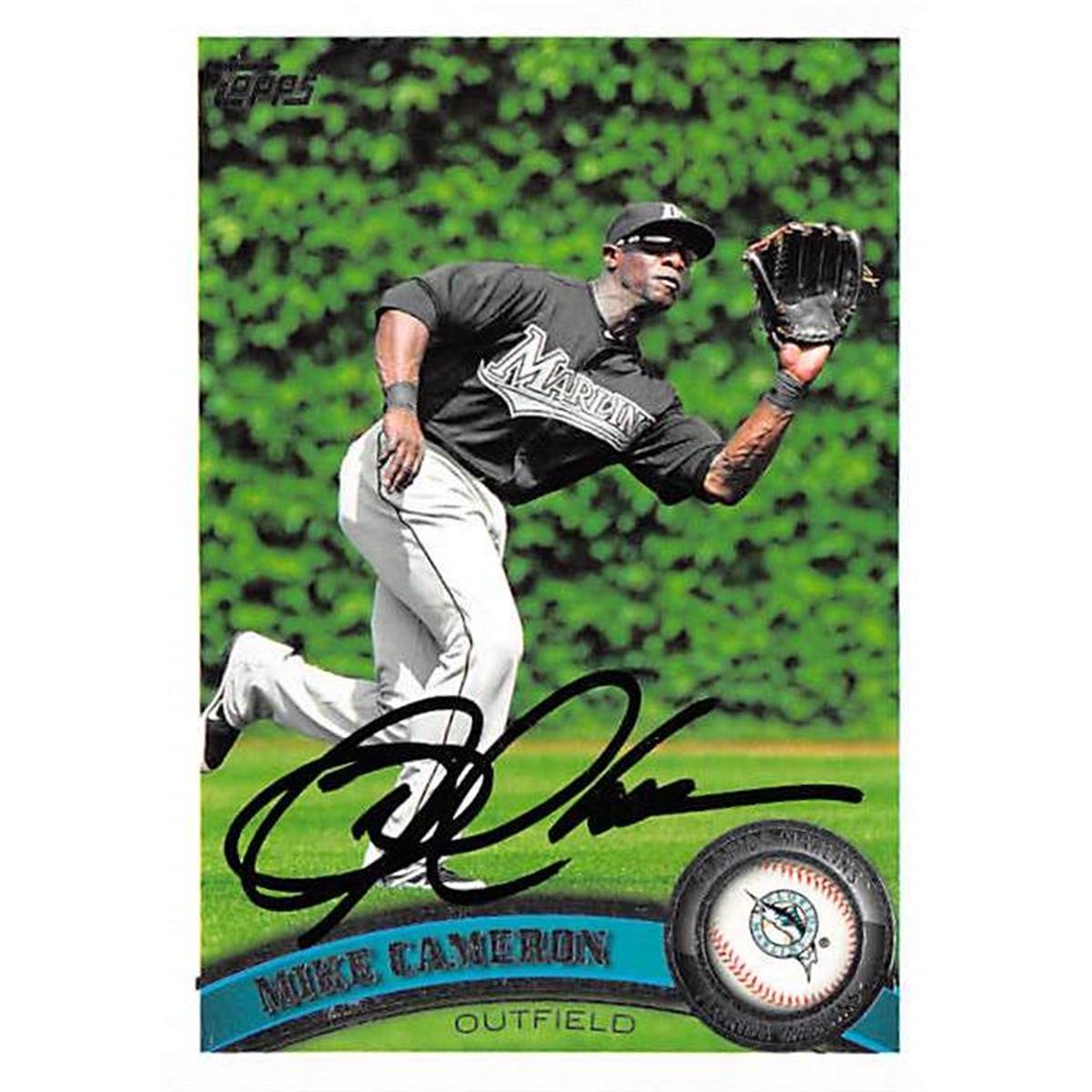 421114 Mike Cameron Autographed Baseball Card Miami Marlins 2011 Topps No.US141