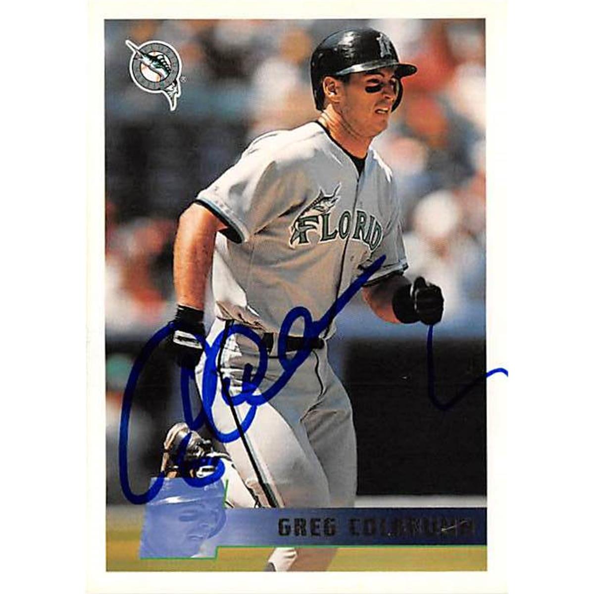 421131 Greg Colbrunn Autographed Baseball Card Florida Marlins 1996 Topps No.408