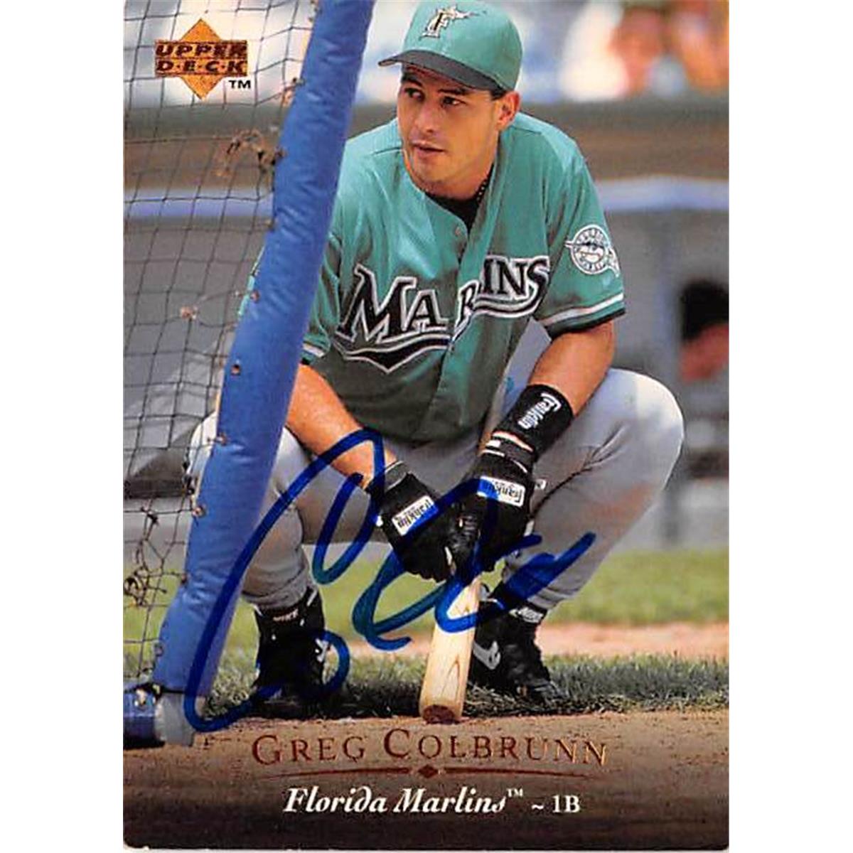 421138 Greg Colbrunn Autographed Baseball Card Florida Marlins 1995 Upper Deck No.357