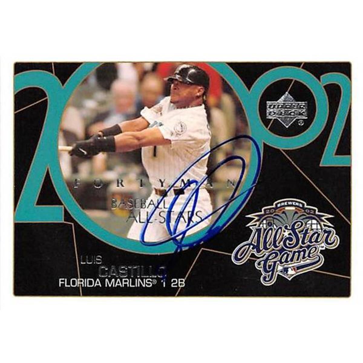 421183 Luis Castillo Autographed Baseball Card Florida Marlins 2002 Upper Deck Forty Man No.820 All Star